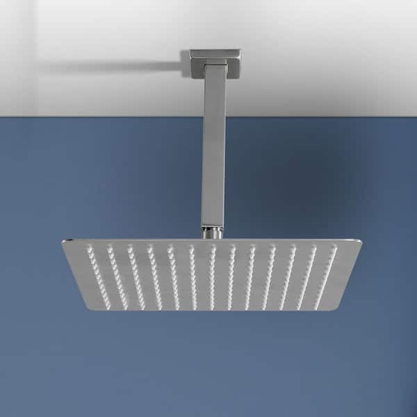 1-Spray Patterns with 2.5 GPM 10 in. Ceiling Mount Rain Fixed Shower Head in Brushed Nickel Stainless Steel