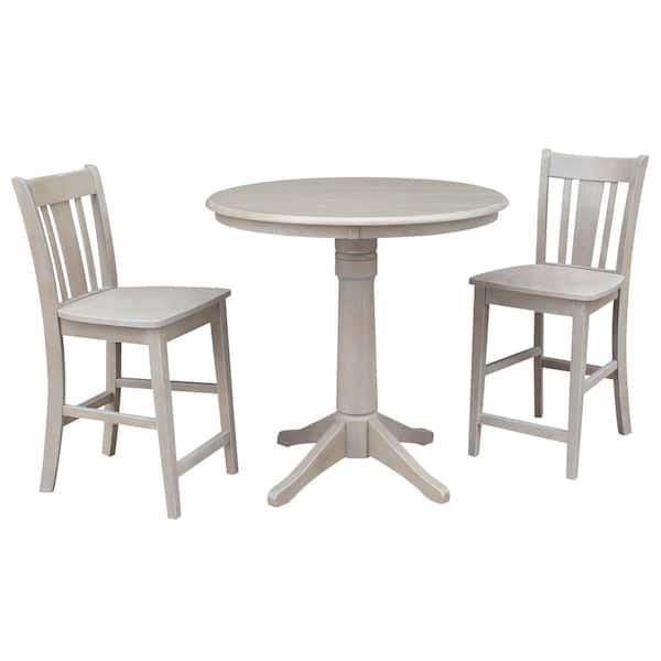 International Concepts 3 Piece 36 In, Round Gray Wood Dining Table Set