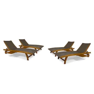 Banzai Brown 4-Piece Wood Outdoor Chaise Lounge