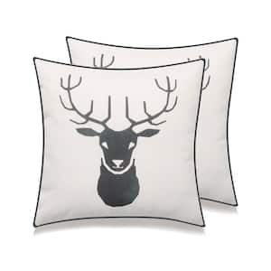 Black Print Color Cottage Icons 18 in. x 18 in. Throw Pillow  (Set of 2)