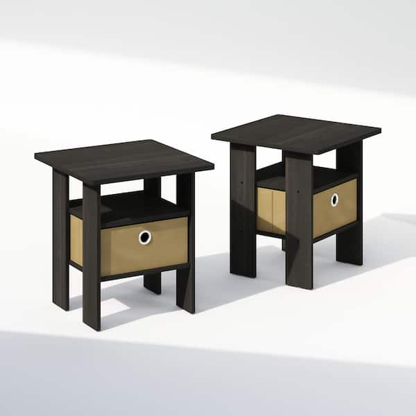 Furinno Tidur Espresso 1 Drawer 17.5 in. W Nightstands (Set of 2)