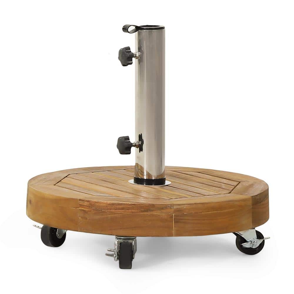 Oudoor Round Patio Umbrella Base in Beige Market Heavy-Duty Umbrella Round 