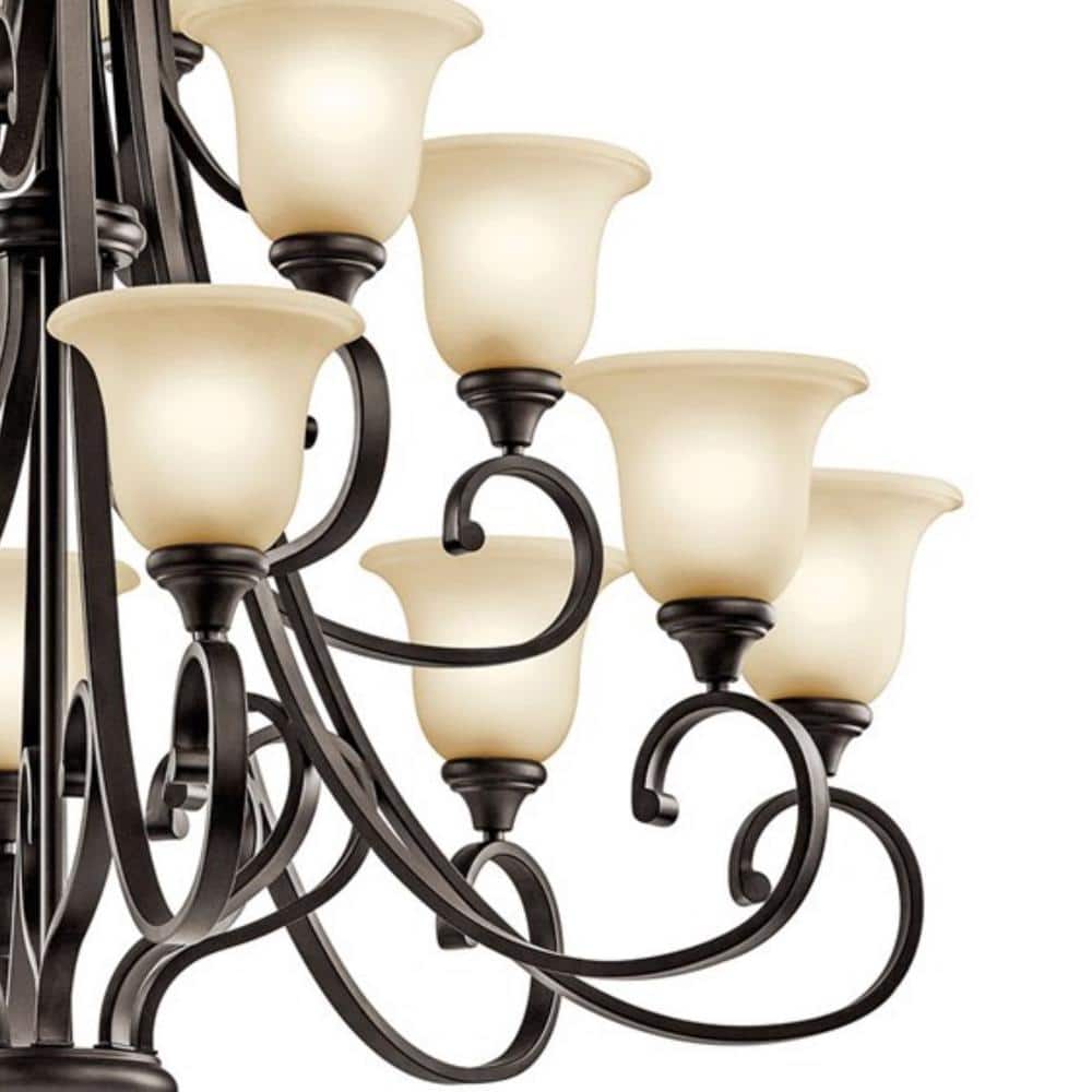 Monroe 16-Light Distressed Bronze 3-Tier Chandelier