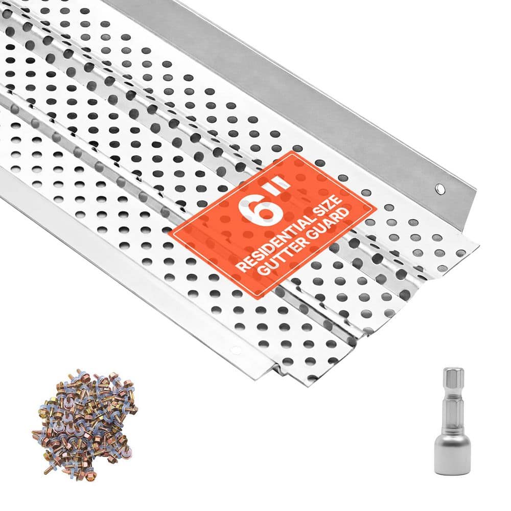 Gutter Guard, 6 in. Aluminum Gutter Cover, 52 ft. Length Protection Cover for Leaf & Debris, Screws Included, 13 Pieces price history on PriceWatchPro