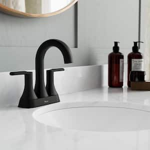 Vaneri 4 in. Centerset Double Handle High Arc Bathroom Faucet in Matte Black