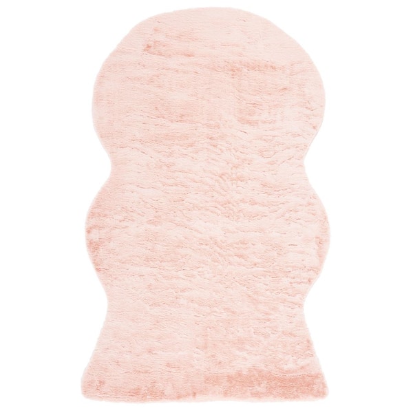 Faux Sheep Skin 5 ft. x 7 ft. Light Pink Flokati Solid Color Area Rug