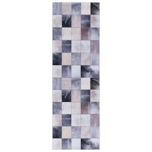 Faux Hide Beige/Gray 3 ft. x 8 ft. Machine Washable Plaid Solid Color Runner Rug