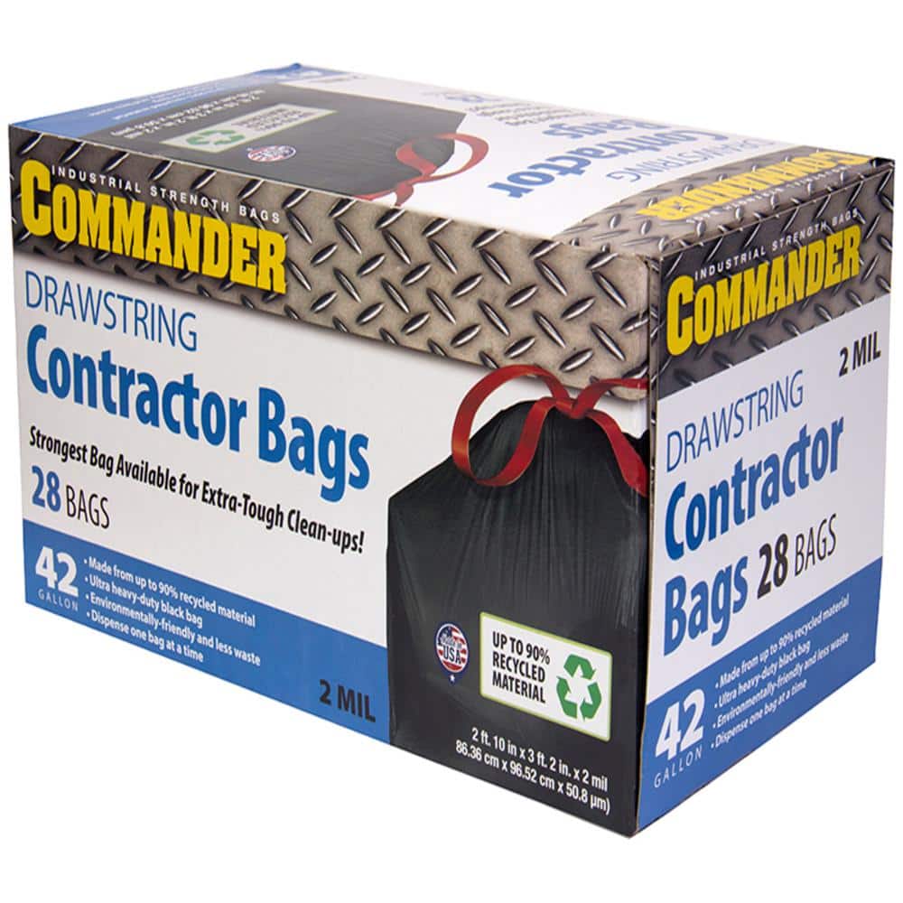 PAMI Heavy-Duty Contractor Bags [Pack of 10] - 42 Gallon Large Black Trash  Bags For Construction Sites, Yard Waste & Commercial Use- Industrial