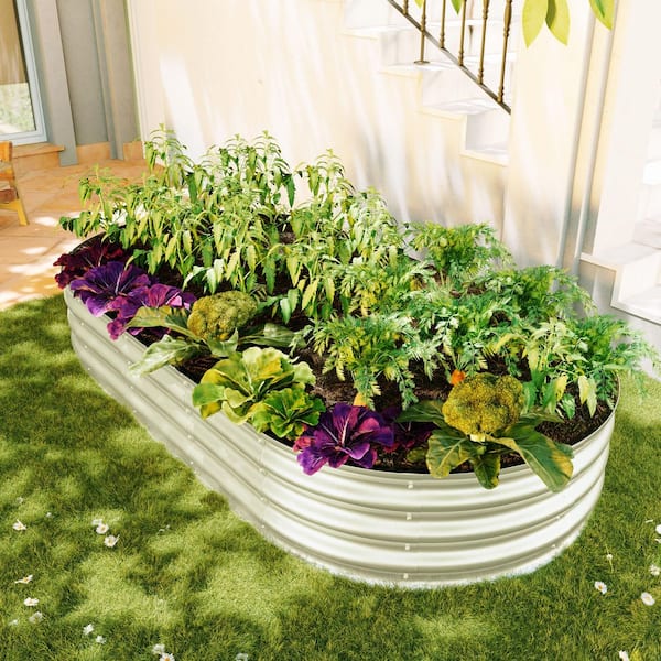 6 x 3 x 1 in. Outdoor Garden Galvanized Metal Garden Bed, Silver 2 Pieces