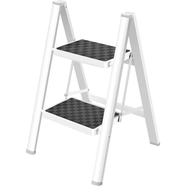 Laybus Reach 2 ft. 2-Step Sturdy Ladder Portable Steel Stool for Adults with Anti-Slip Wide Pedals for Home Outdoor Kitchen