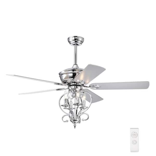 CIPACHO 52 in. Indoor Silver Standard Ceiling Fan with 5 Wood Blades
