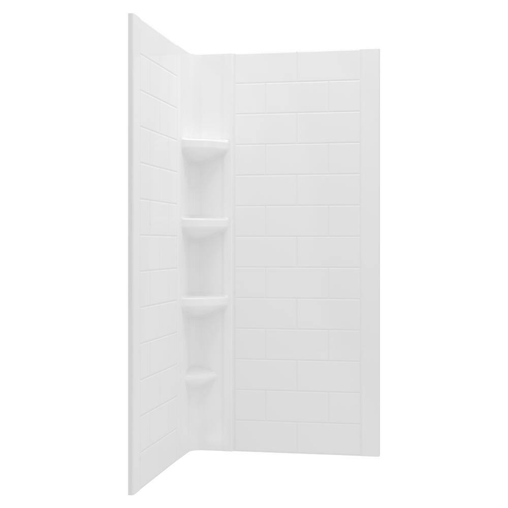 Ovation Curve 36 in. W x 72 in. H 2-Piece Glue Up Alcove Subway Tile Shower Walls in Arctic White price history on PriceWatchPro