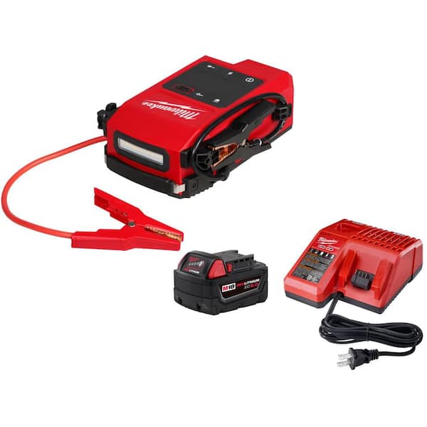 M18 18V Lithium-Ion Cordless 2000 Peak Amp HOTSHOT Jump Starter with 5. 0Ah Battery and Charger
