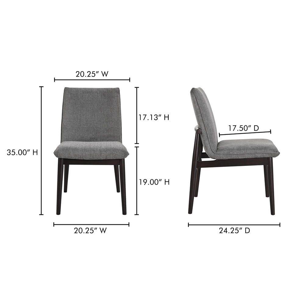 Gray Upholstered Dining Chairs with Dark Brown Wood Legs, Set of 2
