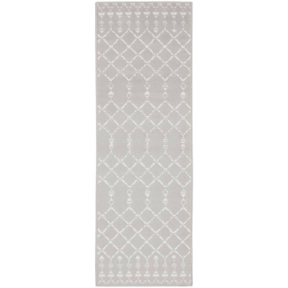Nourison Whimsicle Grey 2 ft. x 6 ft. Geometric Bohemian Kitchen Runner ...