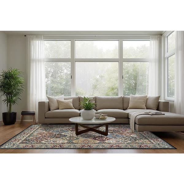 Ancient Garden Multi Panel 8 ft. x 11 ft. Indoor Area Rug