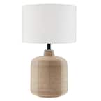 Jolina 20.5 in. Natural Rattan Petite Table Lamp with Brass Accents
