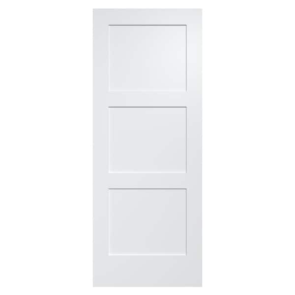 Camaflexi Homestead 26 in. x 80 in. 3 Panel Solid Core White Primed Pine Wood and Manufactured Wood Interior Door Slab