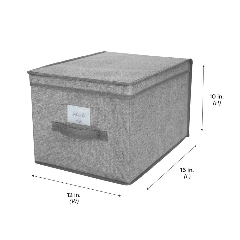 Large Gray Foldable Polypropylene Storage Bin with Lid