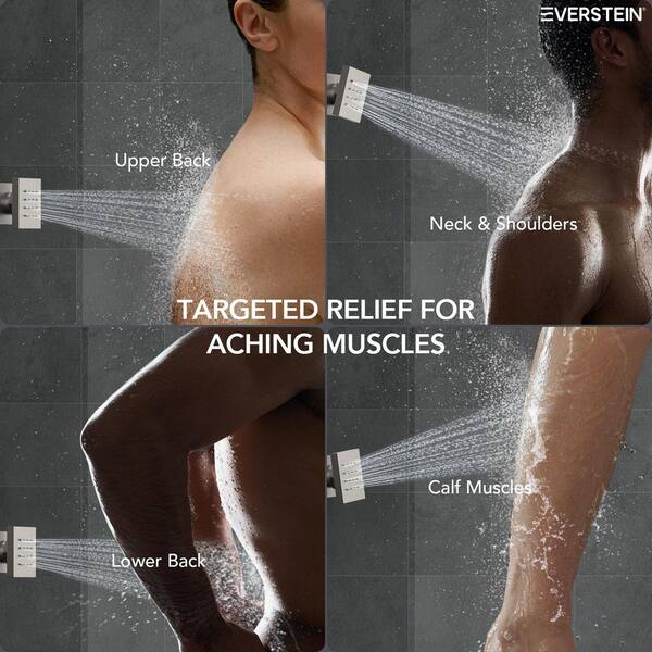EVERSTEIN 8-Spray Patterns 2.5 GPM 12 in. Shower Head Ceiling