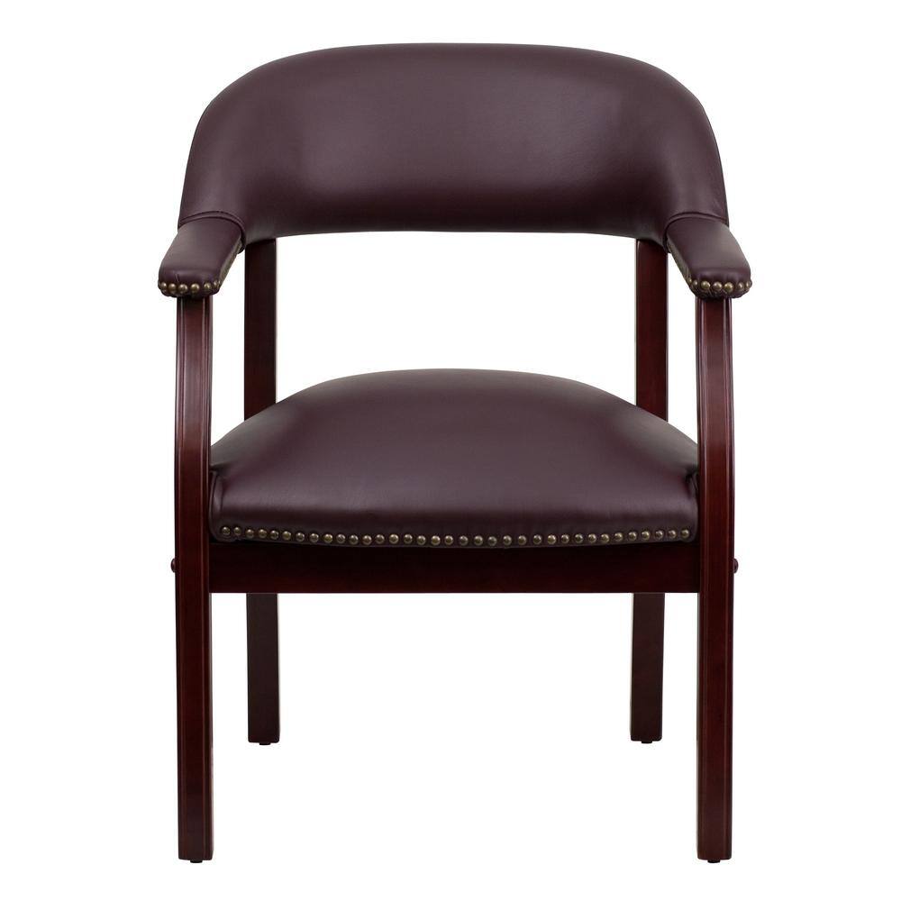 Burgundy LeatherSoft Traditional Office Chair with Brass Nail Trim