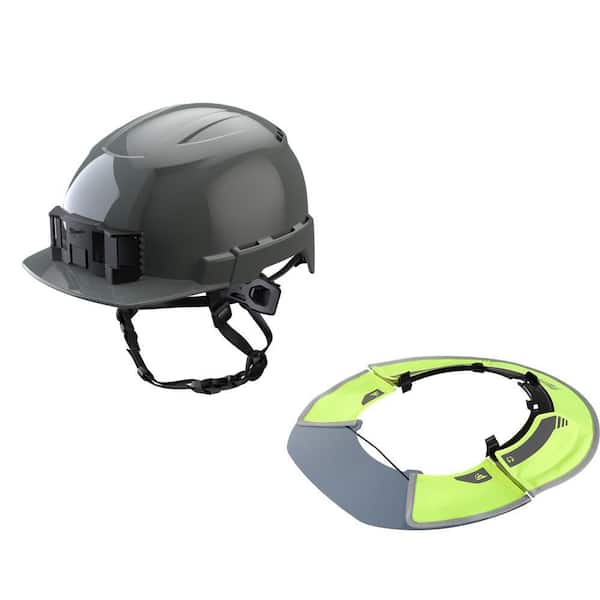 Milwaukee BOLT Gray Type 2 Class E Front Brim Non-Vented Safety Helmet W/BOLT Tinted Brim High Vis Visor with 360Degree Protection