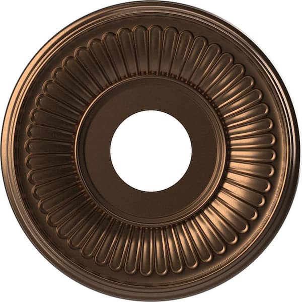 Ekena Millwork 13 in. O.D. x 3-1/2 in. I.D. x 3/4 in. P Berkshire Thermoformed PVC Ceiling Medallion in Metallic Antique Brass