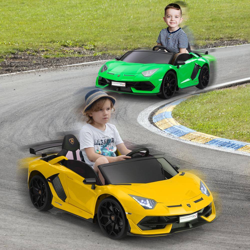 24V Yellow Lamborghini 2-Seater Battery Powered Ride-On Car