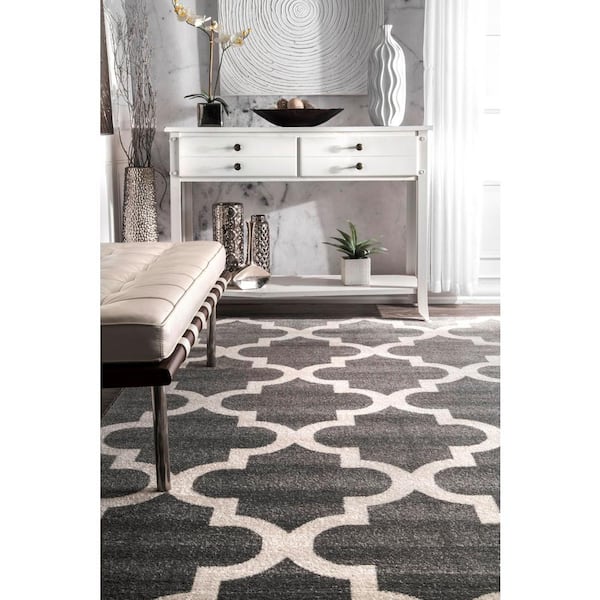 nuLOOM Ivy Moroccan Trellis Gray 5 ft. x 8 ft. Area Rug