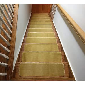 Comfy Collection Dark Cream 8 ½ inch x 30 inch Indoor Carpet Stair Treads Slip Resistant Backing (Set of 15)
