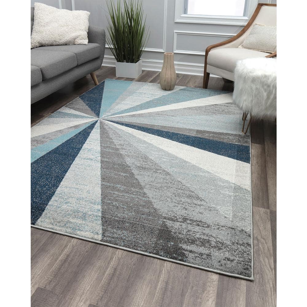 Hale Blue Geometric Synthetic Area Rug, 5' x 7'