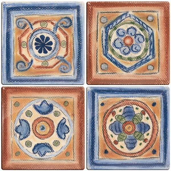 smart tiles 3-11/16 in. x 3-11/16 in. Terra Cotta Santa Fe Gel Tile Decorative Wall Tile (4-Pack) - DISCONTINUED