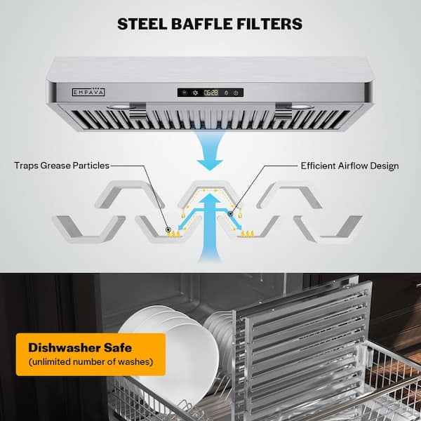 Ultra Slim 30 in. Ductless Under Cabinet Range Hood, Stainless Steel with Carbon Filter, Soft Touch, ETL Certified