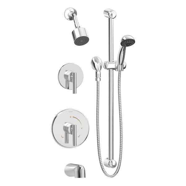 Symmons Dia 2-Handle Tub and 1-Spray Shower Trim with 1-Spray Hand Shower in Polished Chrome (Valves not Included)
