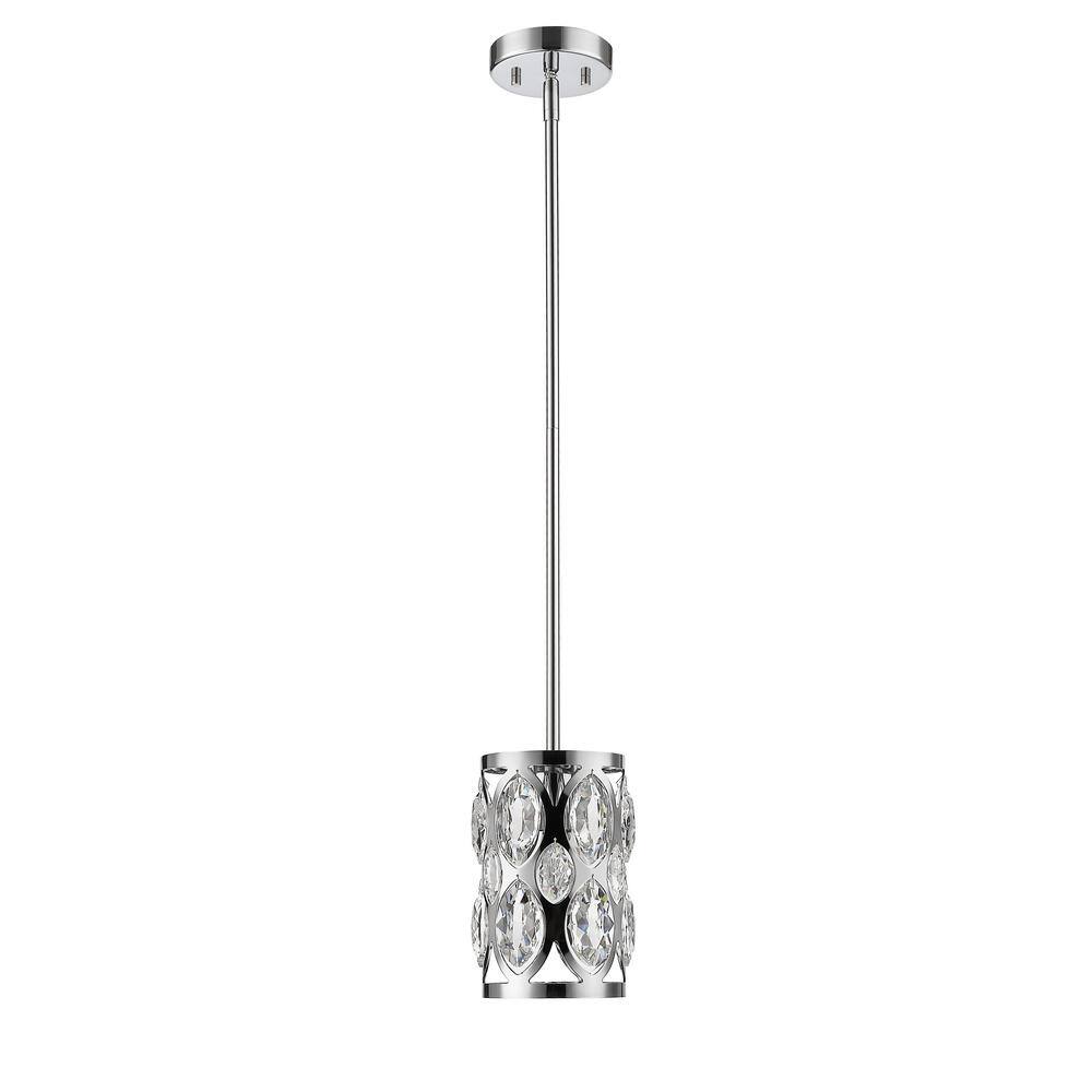Crystal and Chrome Mini Pendant Light in Matte Black