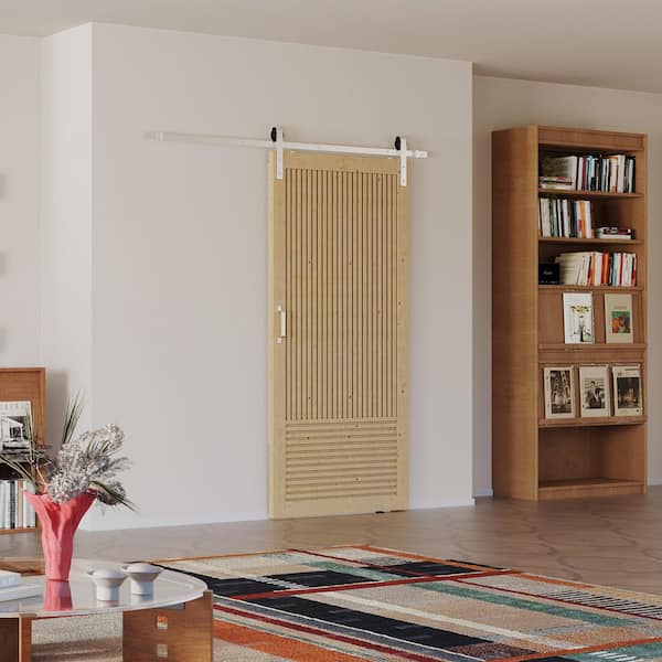 TENONER 42 in. x 84 in. Pine Fluted Vertical and Horizontal Slat
