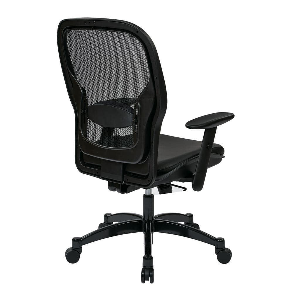 Ergonomic High-Back Executive Mesh Chair with Leather Seat and Adjustable Arms