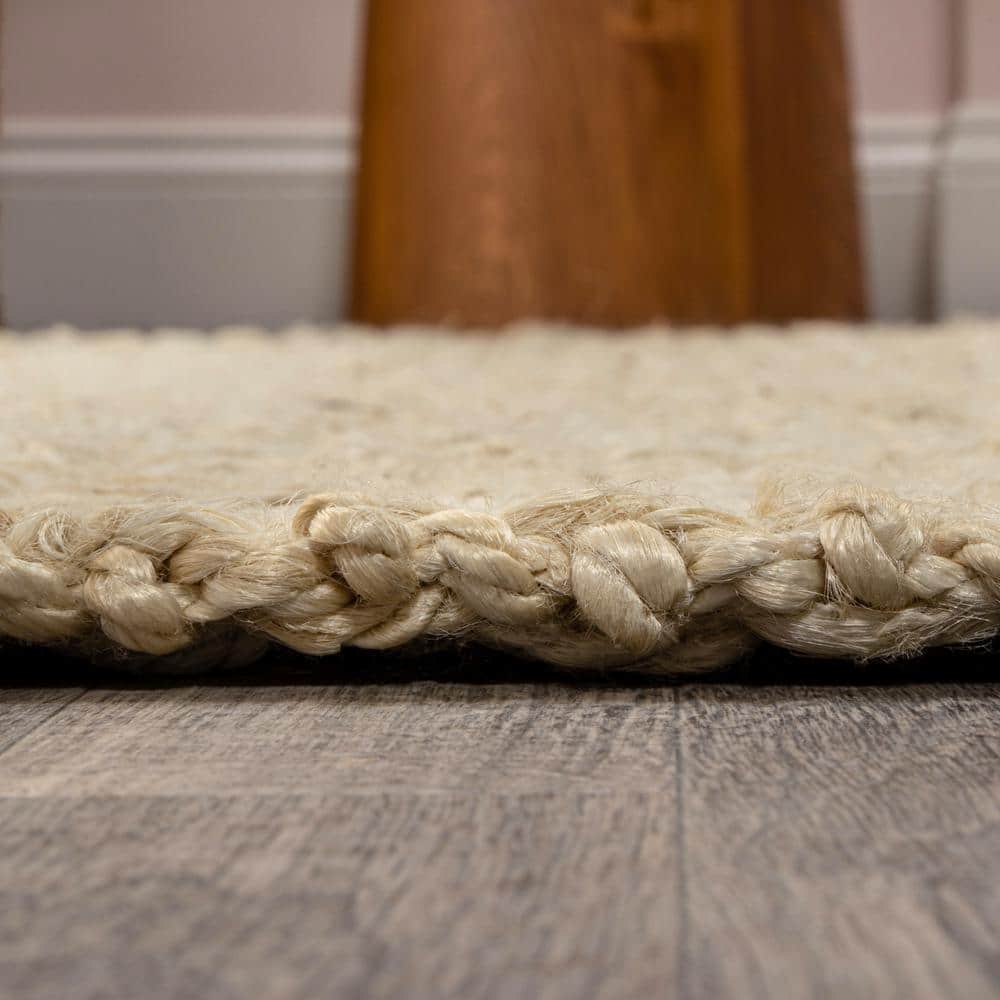 Ivory Handwoven Jute Boucle Chunky 2x8 Runner Rug