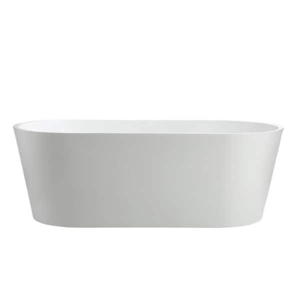 Vanity Art - Bordeaux 59 in. x 29.5 in. Soaking Bathtub with Center Drain in White/Polished Chrome