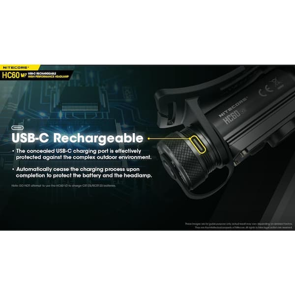 NITECORE 1200 Lumens LED USB-C Rechargeable Headlamp HC60 v2 - The