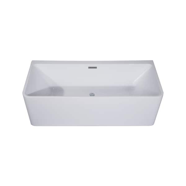Lyra 66.5 in. Acrylic Double Slipper Flatbottom Non-Whirlpool Bathtub in White