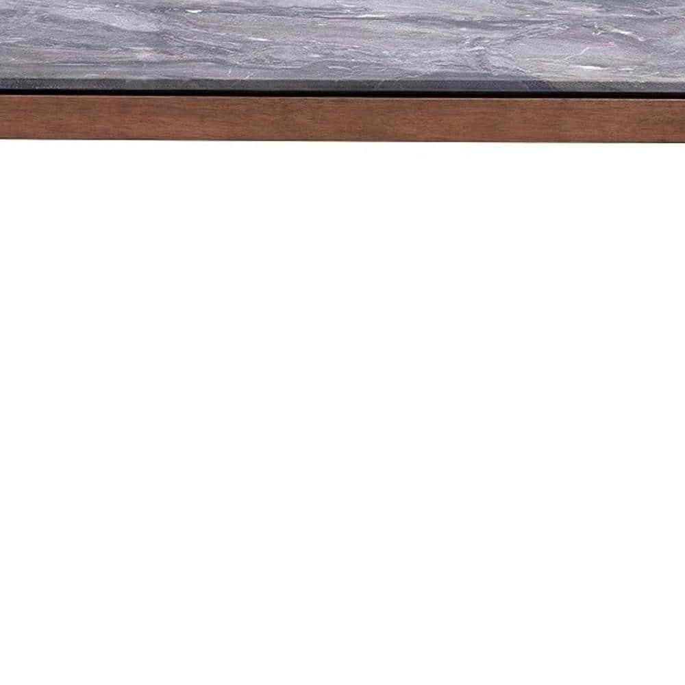 Bevis 47'' Dark Gray Engineered Stone and Walnut Coffee Table