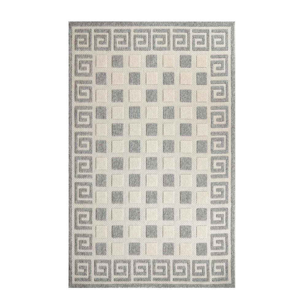 Superior Acacia Geometric Zigzag Modern Indoor/Outdoor Area Rug Cream / 6'x8'10