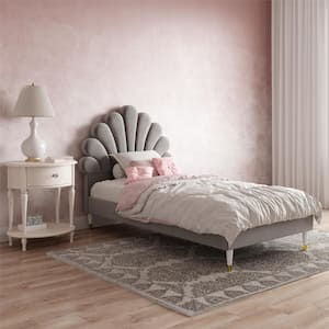 Monarch Hill Gray Upholstered Poppy Twin Size Bed Frame