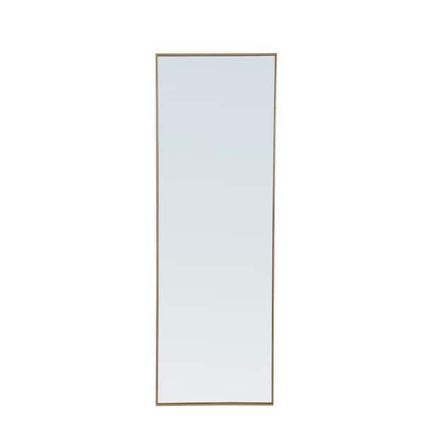 Unbranded Timeless Home 18 in. W x 60 in. H x Contemporary Metal Framed Rectangle Brass Mirror