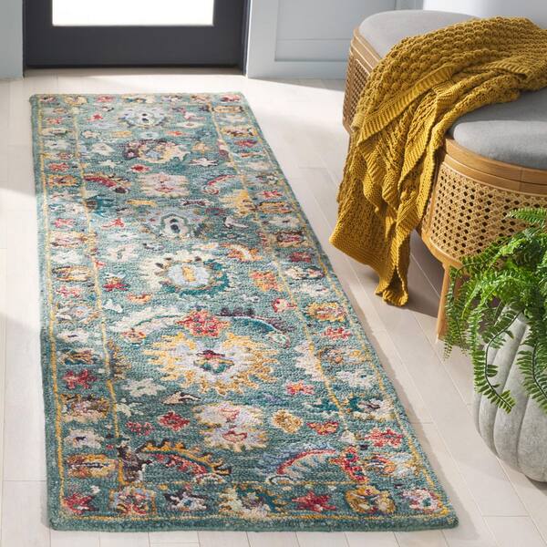 Blossom 2 ft. x 7 ft. Blue/Rust Persian BLM472M Runner Rug