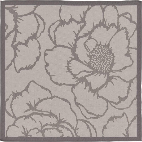 Outdoor Rose Gray 6' 0 x 6' 0 Square Rug
