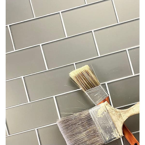 Transitional Design Matte Bronze Subway 3 in. x 6 in. Glass Wall Tile Sample