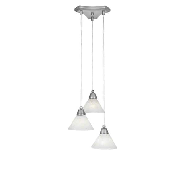 Condor 3 Light Brushed Nickel, Cluster Pendant Light with 7 in. Gold Ice Glass Shades, No bulbs included