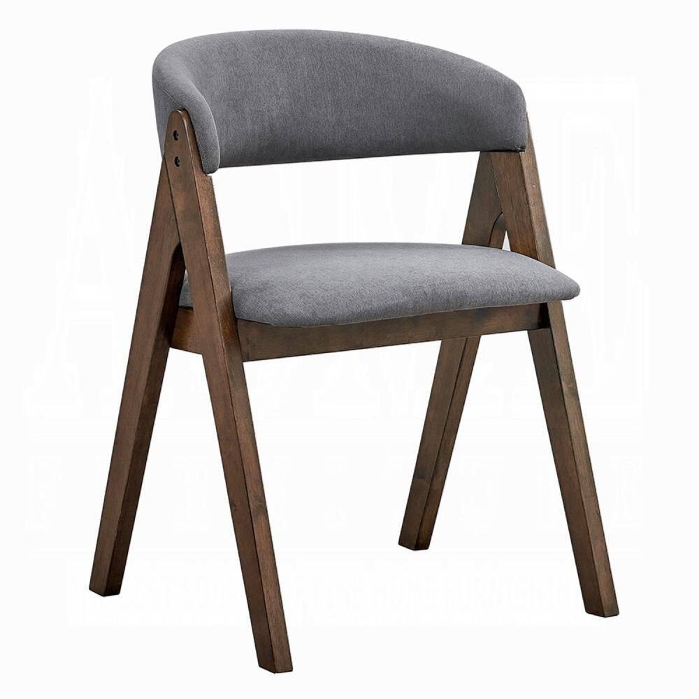 Koko Walnut Brown and Gray Fabric Solid back Dining Chair (Set of 2)